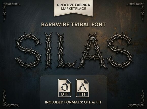Embrace a Sharp-Edged Aesthetic with Silas, the High-Impact Barbwire Tribal Font