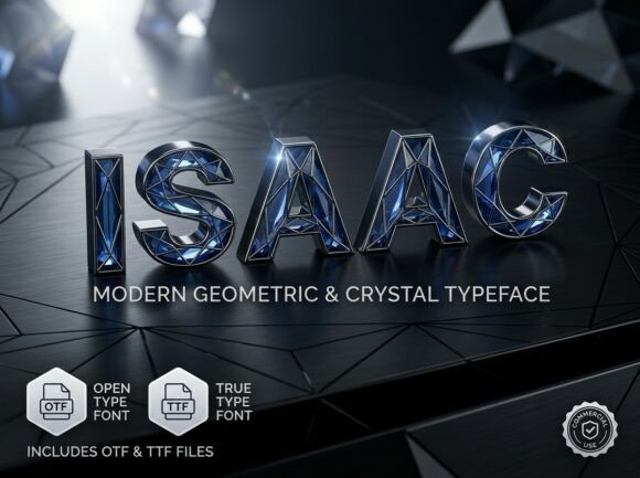 Isaac: A Modern Geometric Crystal Typeface for Design Excellence