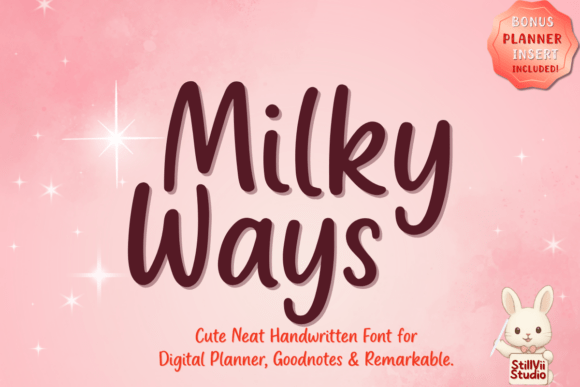 Milky Ways: A Minimalist Script Font for Digital Planners and Creative Projects